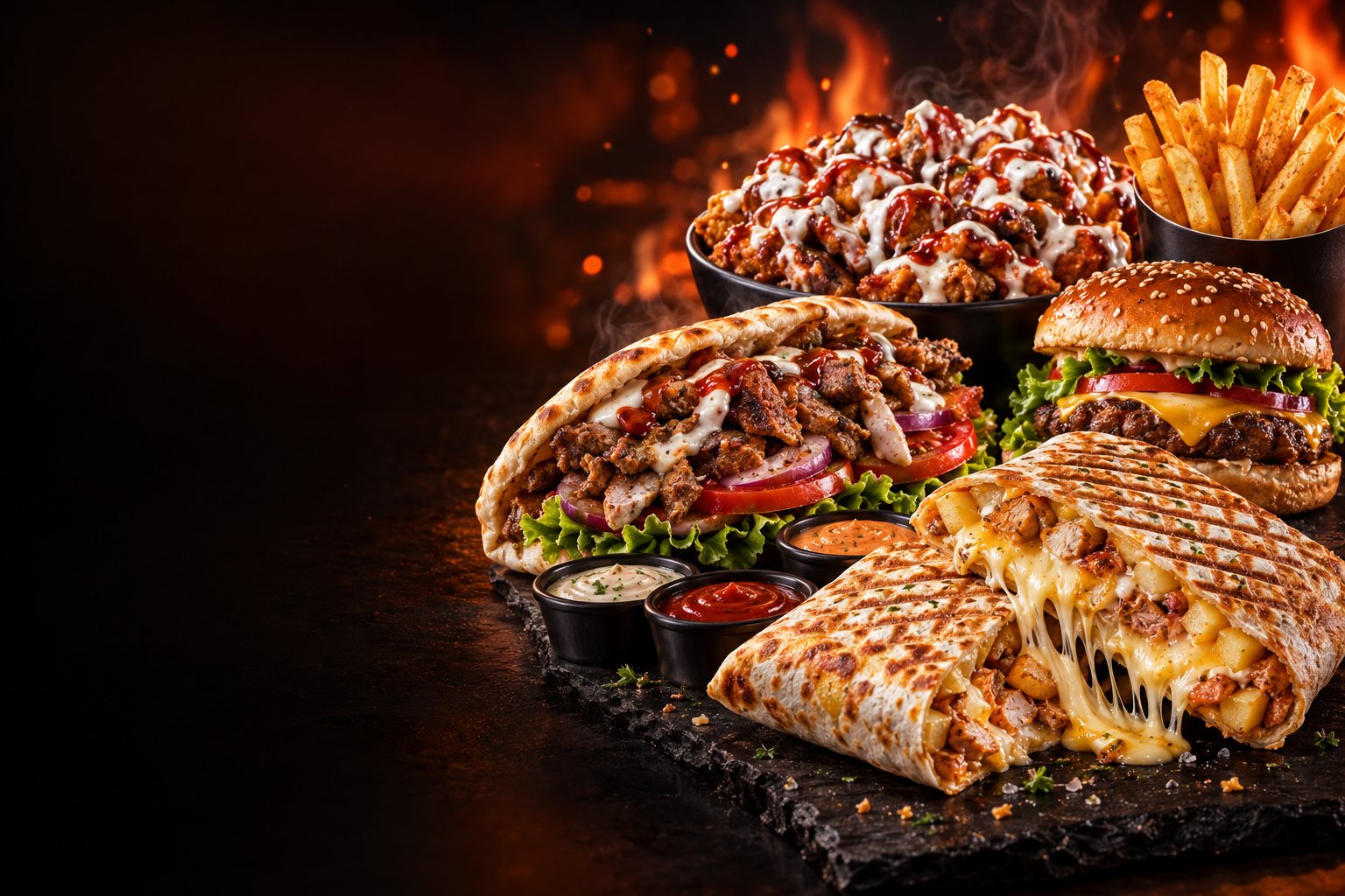 Tacos, sandwich kebab, burger, crousty et frites de Quick Food