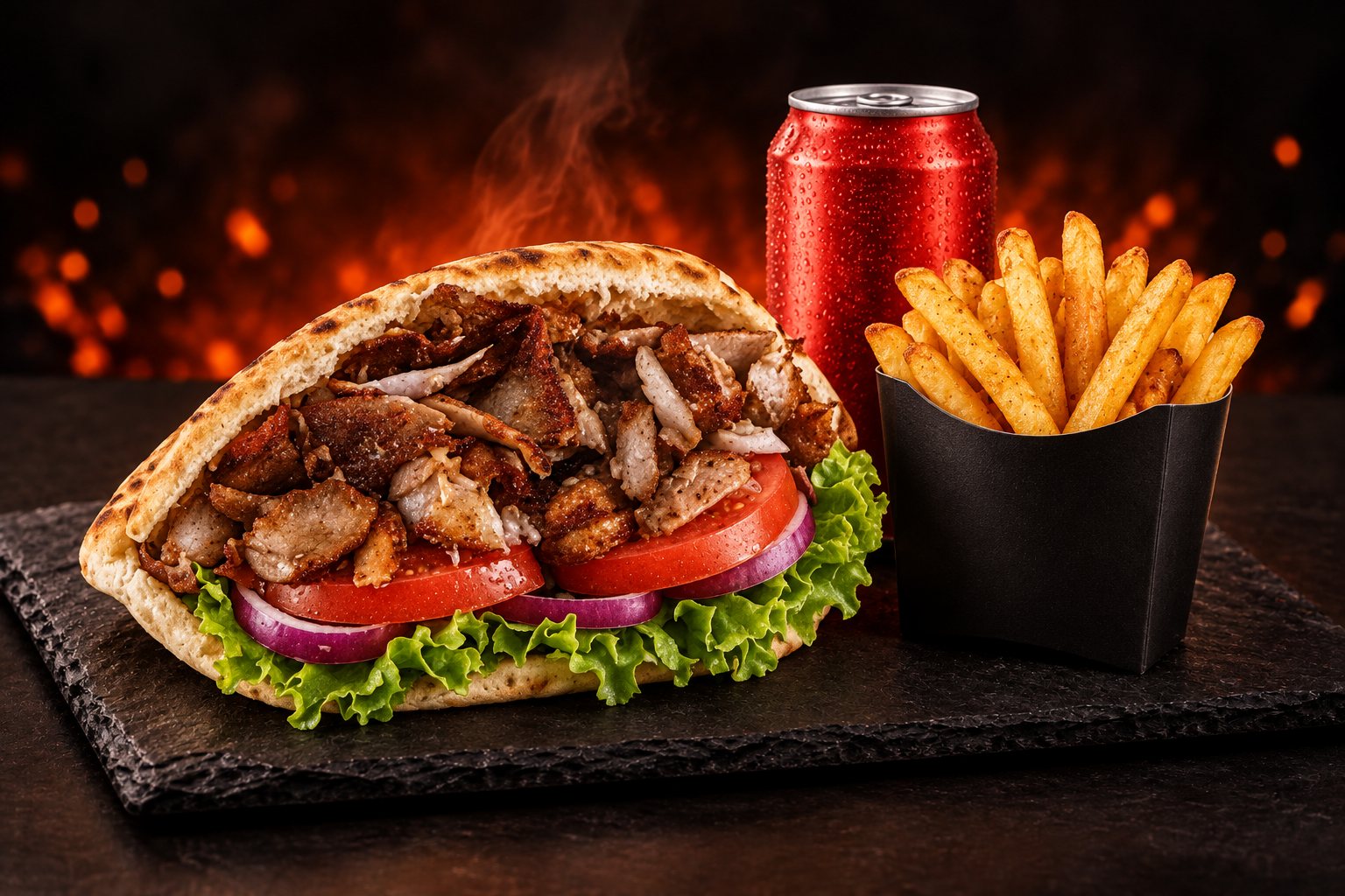 Sandwich en menu avec frites et boisson